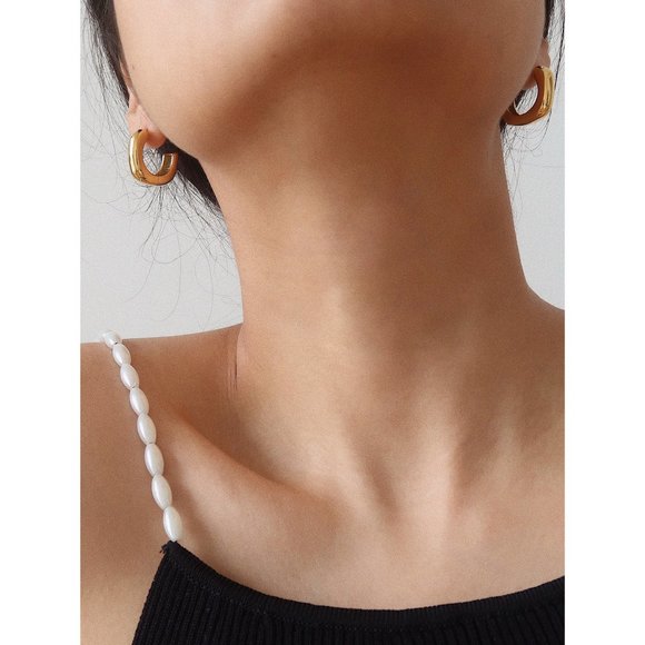 NEW 18K Gold Plated Open Square Hoop Earrings - Picture 2 of 12